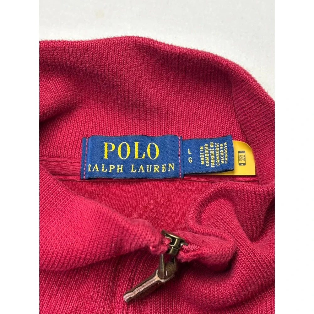 Polo Ralph Lauren Mens Red 100% Cotton Quarter Zip Pullover Sweater‎ Large